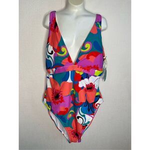 Munah One Piece‎ Swimsuit Womens XL Floral Summery Beachy Bloomcore New